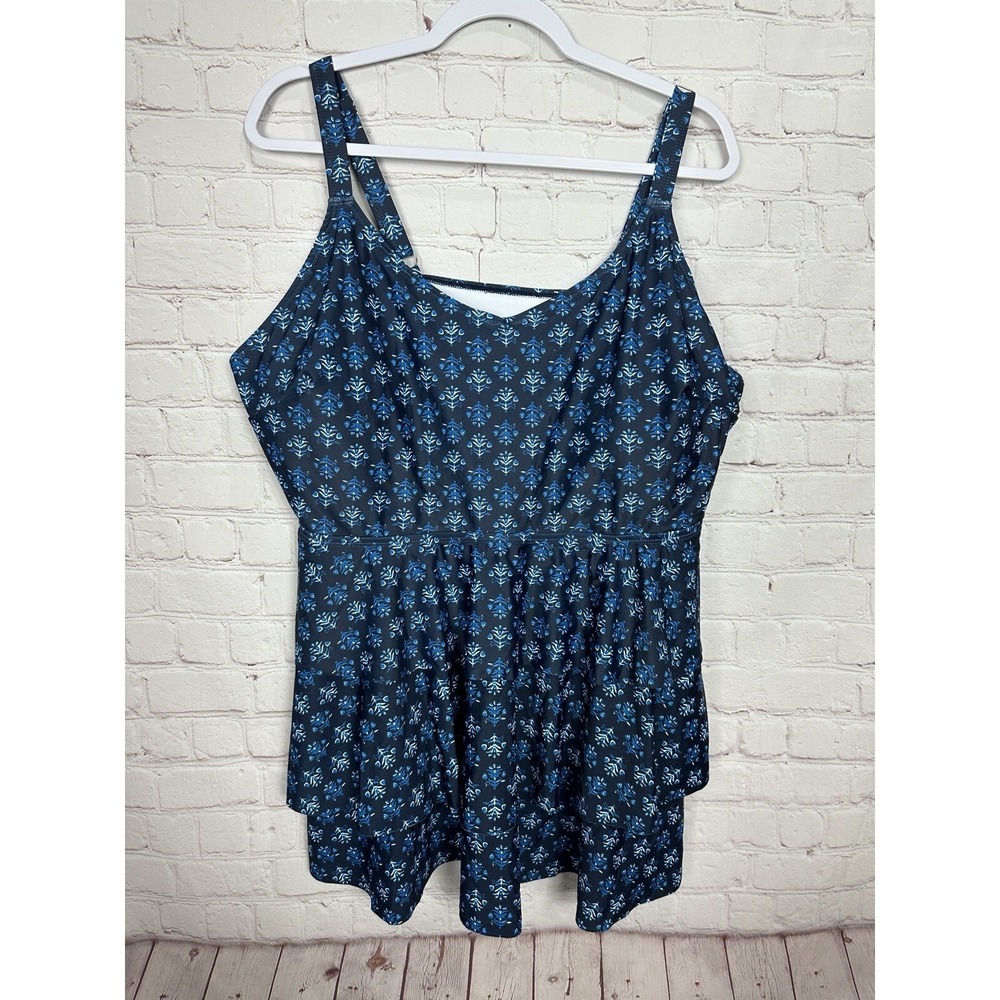 NWT BloomChic blue Swim Dress skirt, sz 22 24 New Modest swimsuit